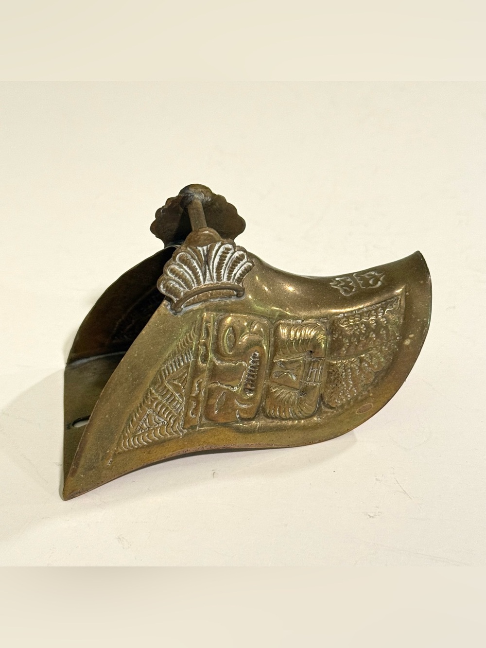 Antique Brass Pocket Planter Conquistador Etched Shoe Stirrup Horse Saddle Ride